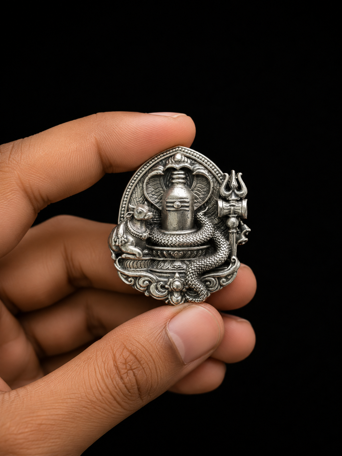 Silver Lord Shiva Shivling Brooch