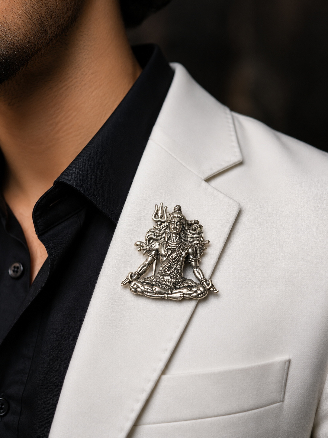 Silver Lord Shiva brooch