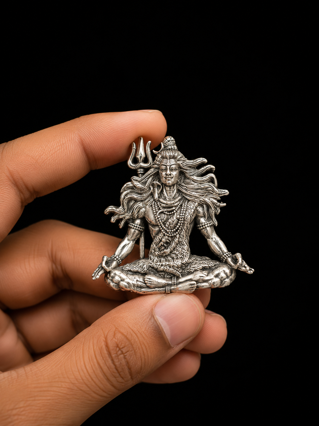 Silver Lord Shiva brooch