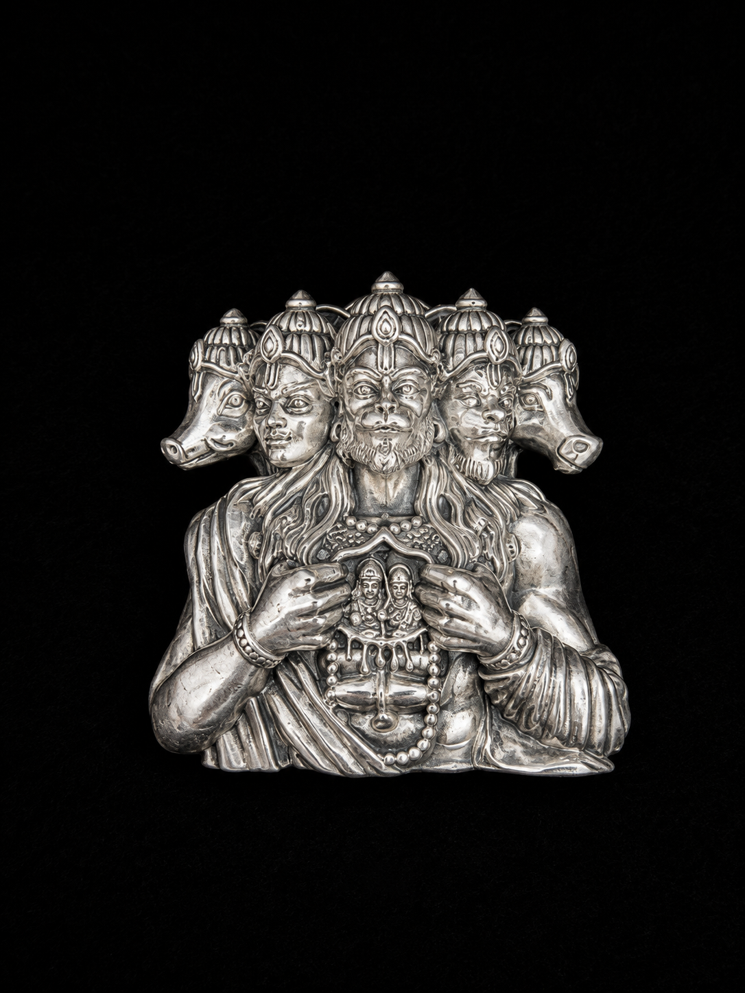 Silver Panchmukhi Hanuman Brooch Description