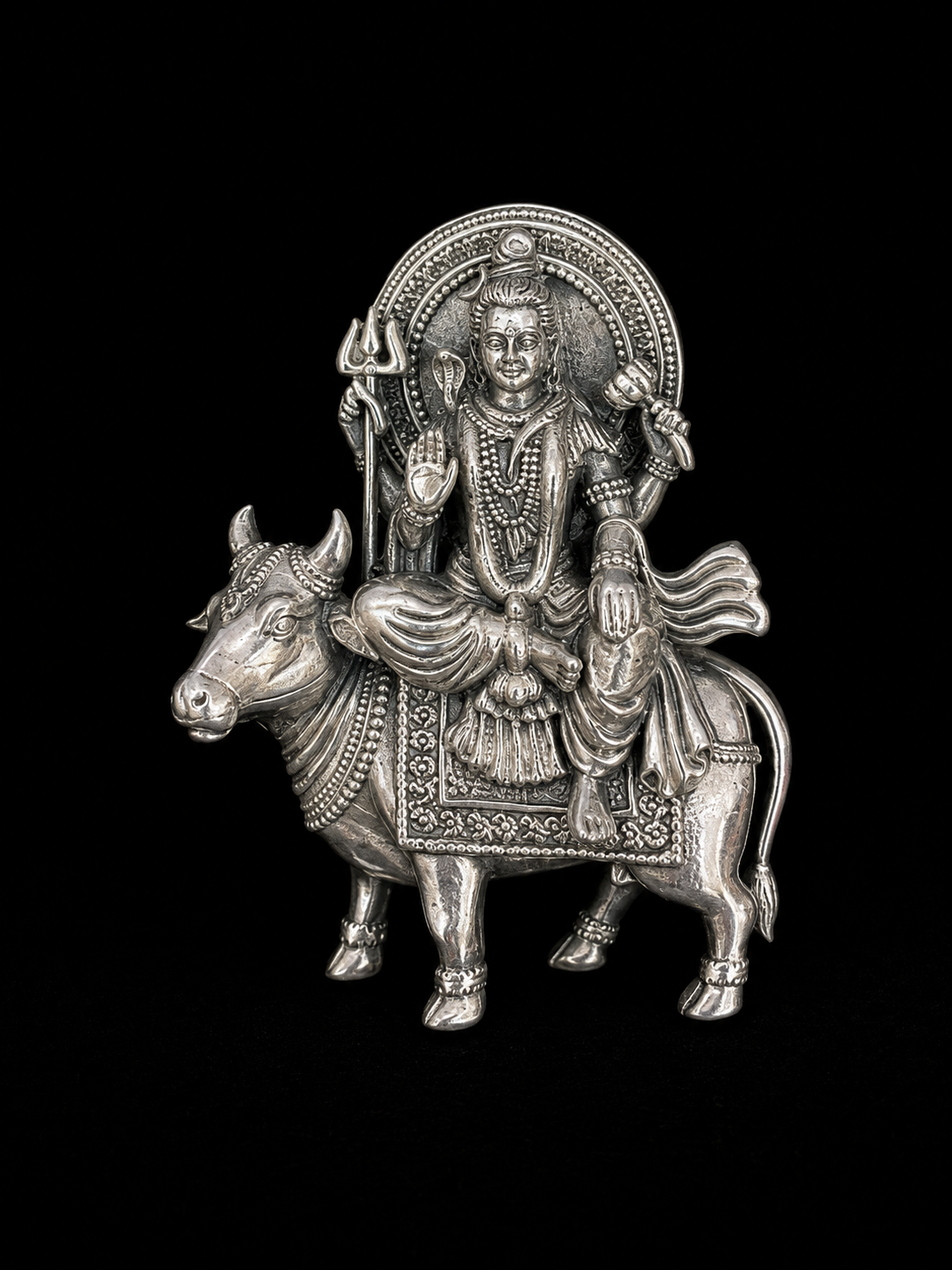 Silver Lord Shiva on Nandi Brooch