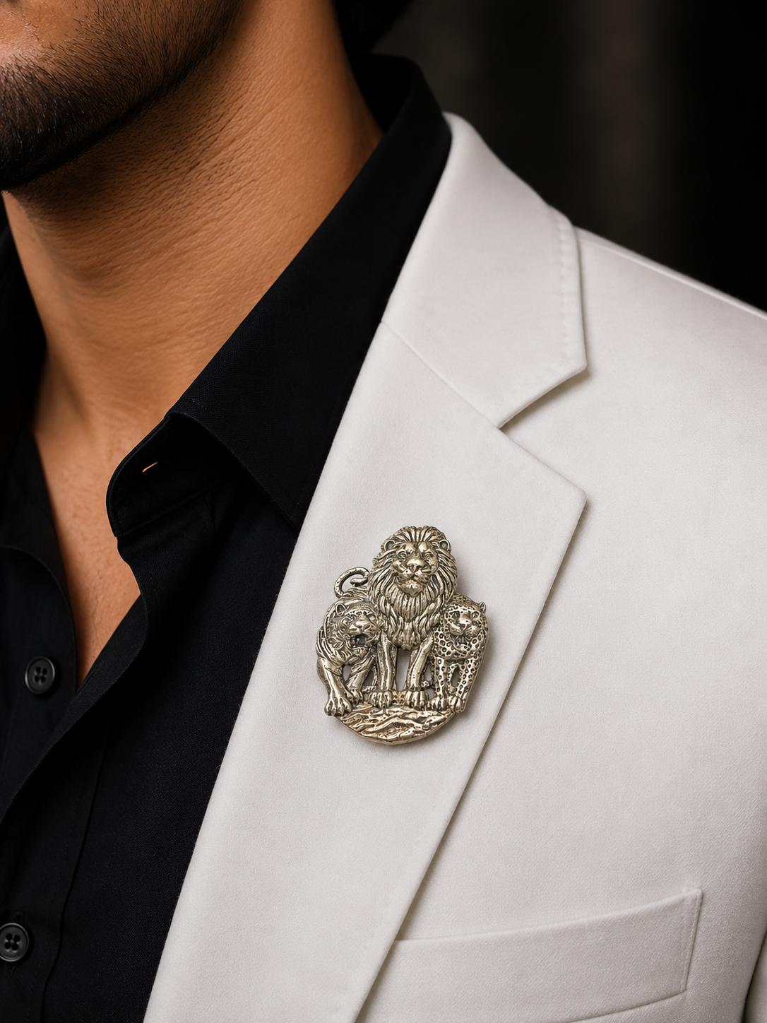 Lion & Wildlife Statement Brooch