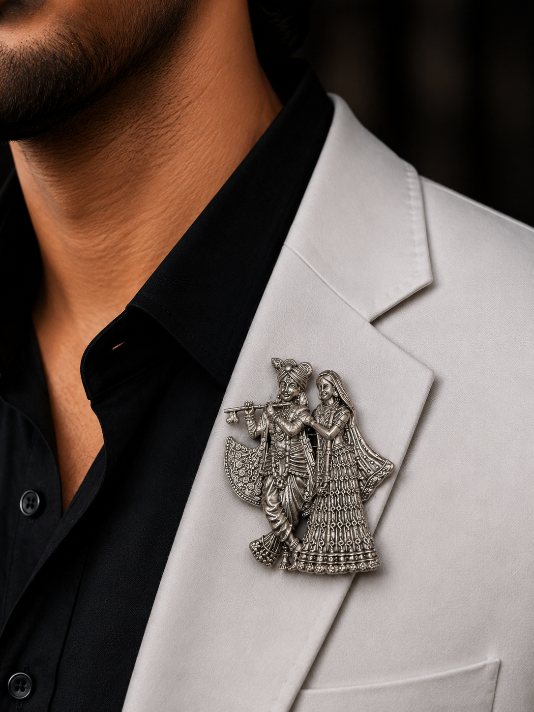 Radha Krishna Statement Brooch