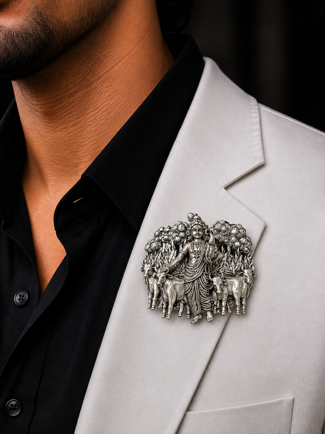 Lord Krishna with Cows Brooch