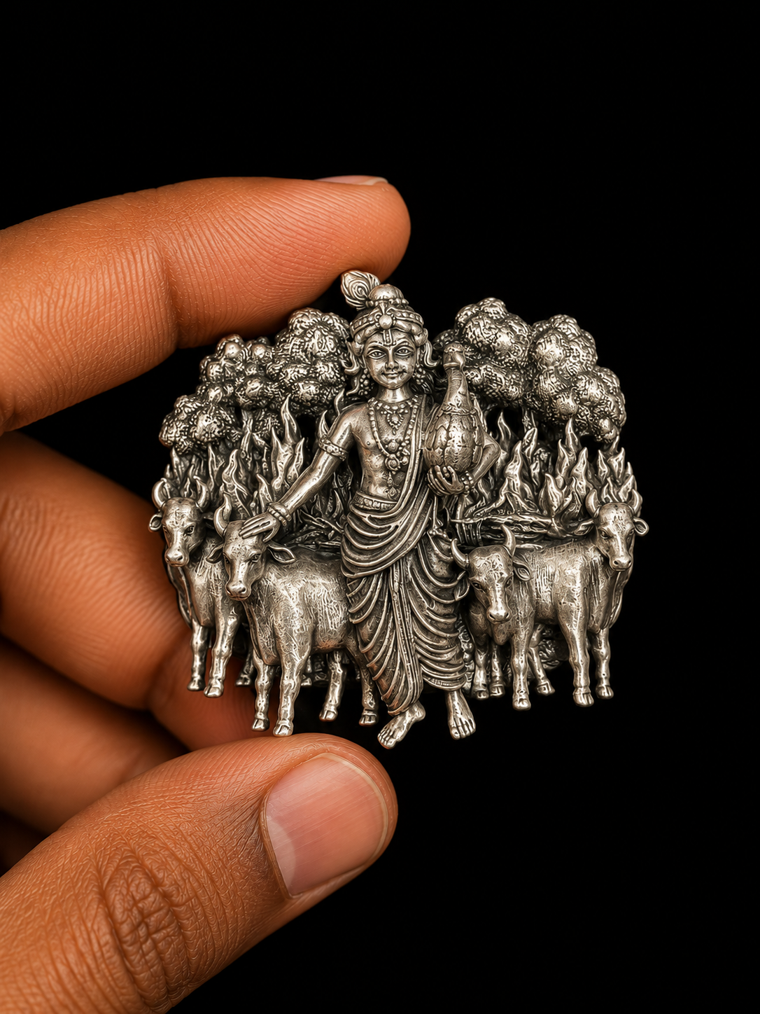 Lord Krishna with Cows Brooch