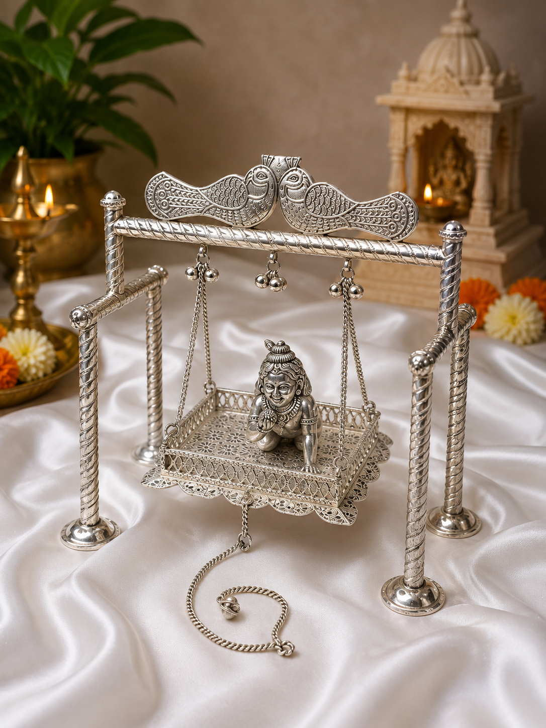 Silver Janmashtami Jhula for Bal Gopal