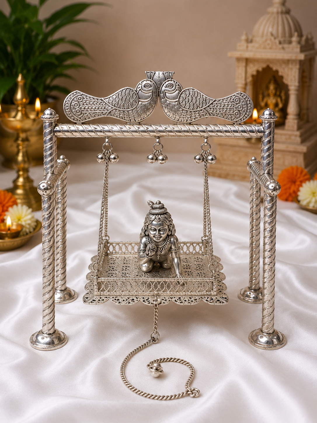 Silver Janmashtami Jhula for Bal Gopal