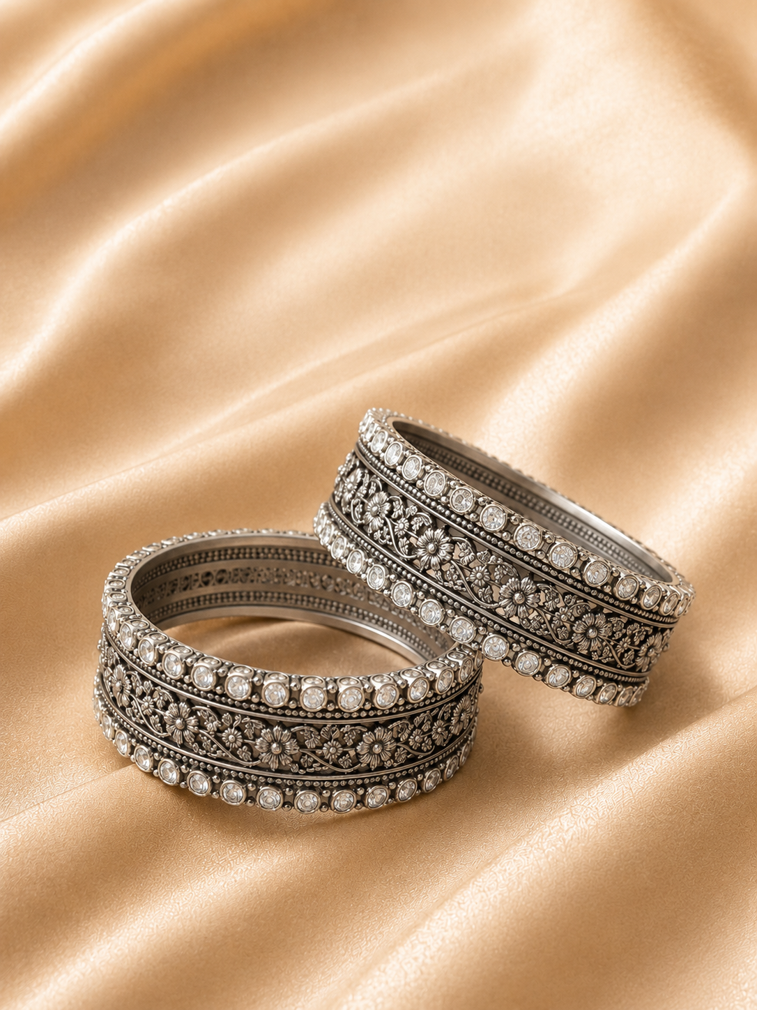 Silver Floral Designer Bangles