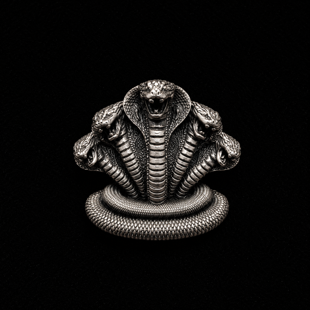 Royal Panchmukhi Naag Antique Silver Finish Brooch