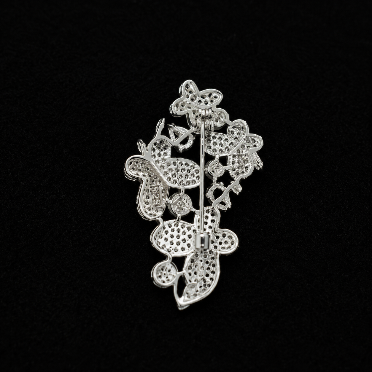 Crystal Floral Pearl Brooch