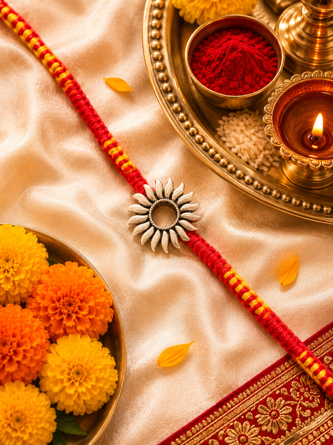 Silver Sunflower Rakhi