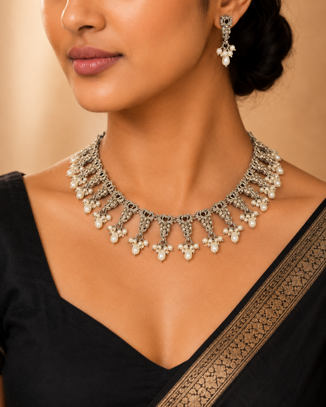 Silver Pearl Necklace