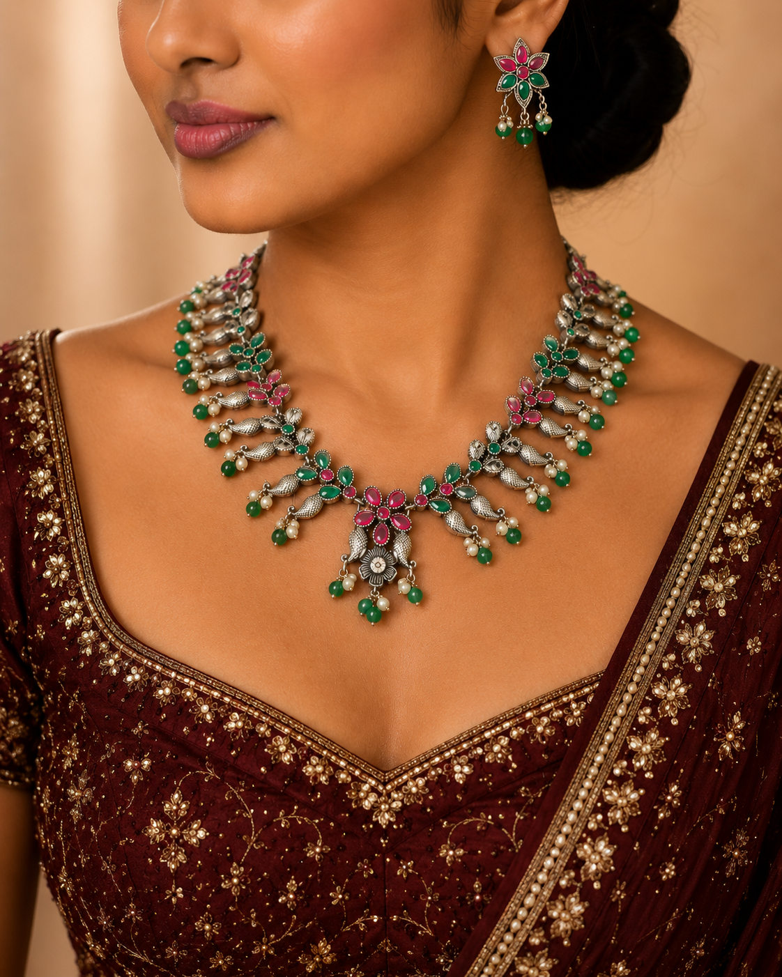 Silver Floral Necklace
