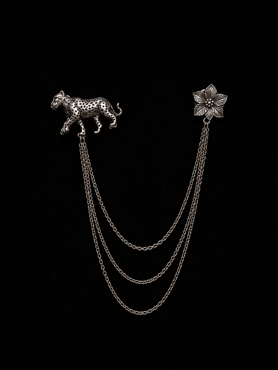 Luxury Leopard Triple Chain Lapel Brooch