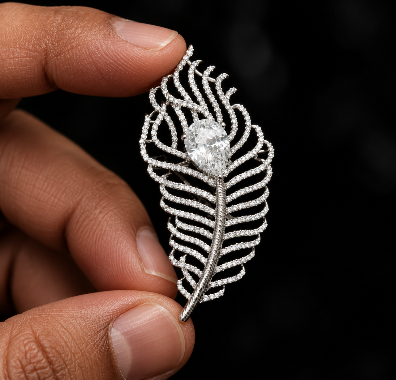 Leaf Crystal Brooch
