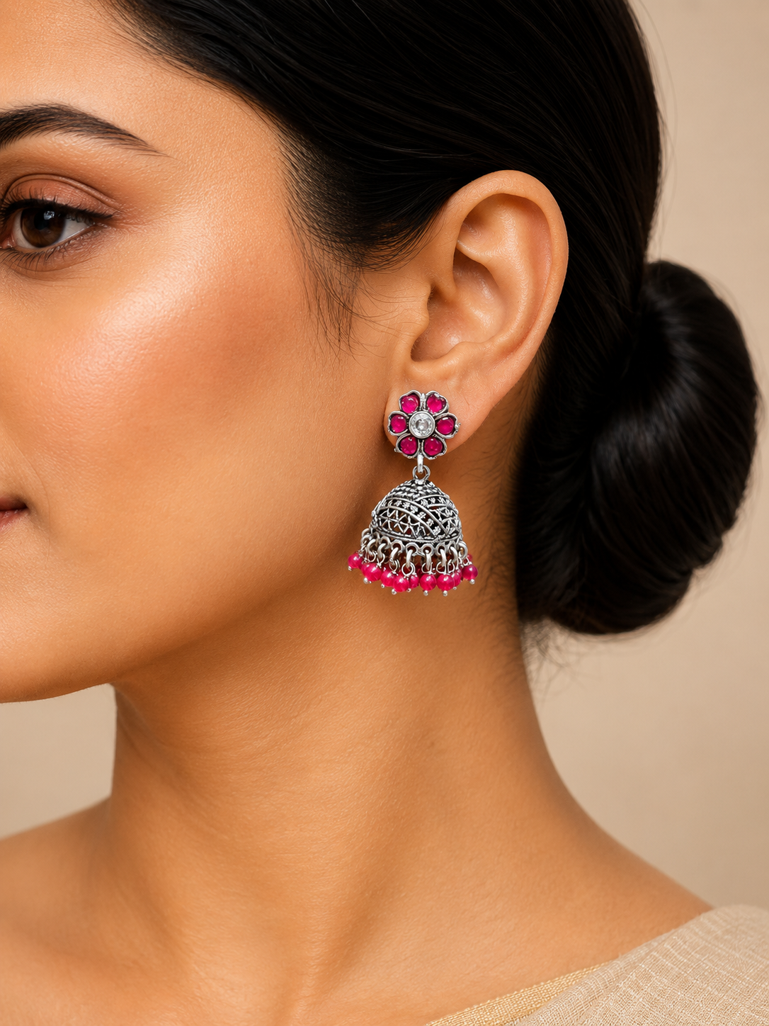 Silver Jhumka Earrings