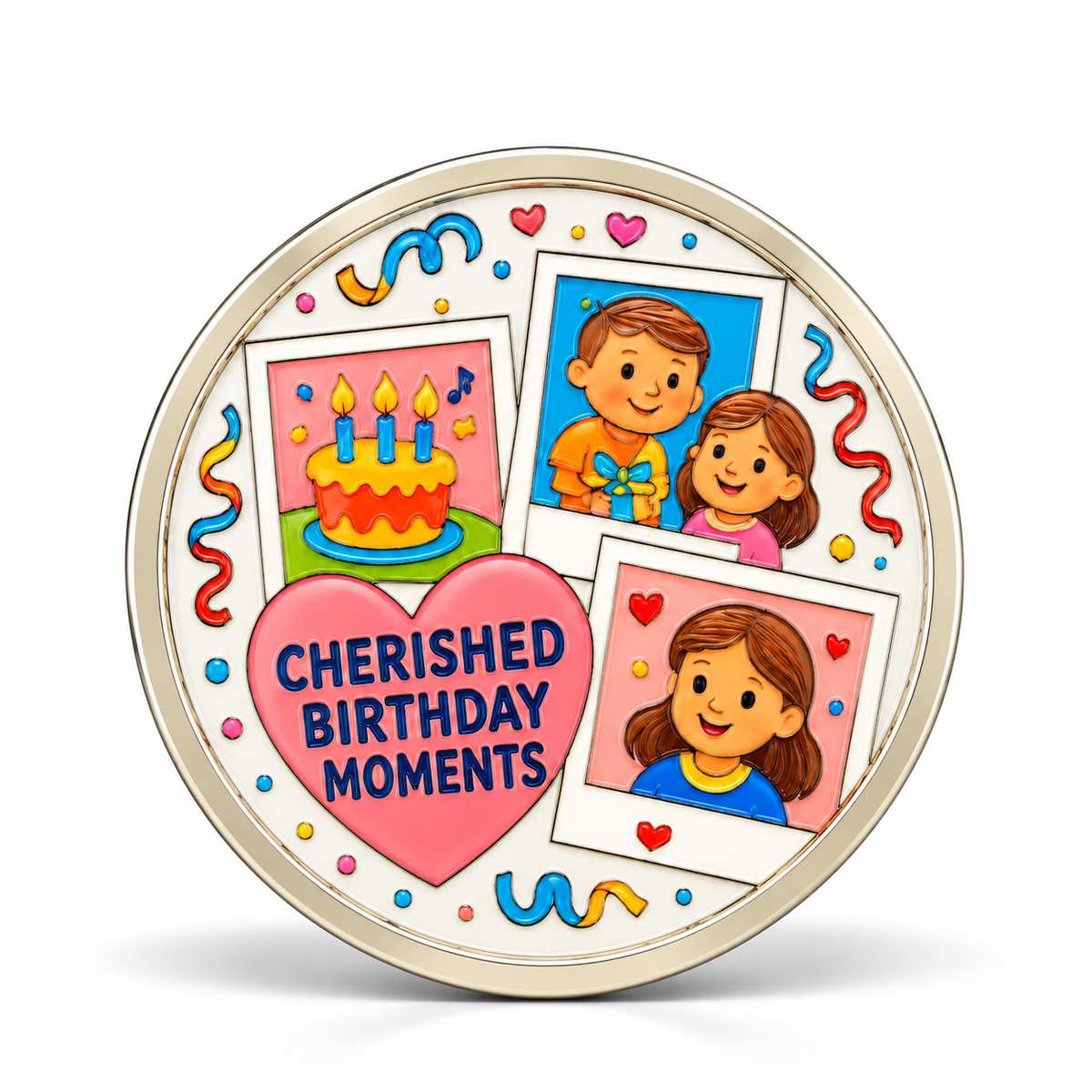 Cherished Birthday Moments Colourful Silver Coin – Birthday Gift Design