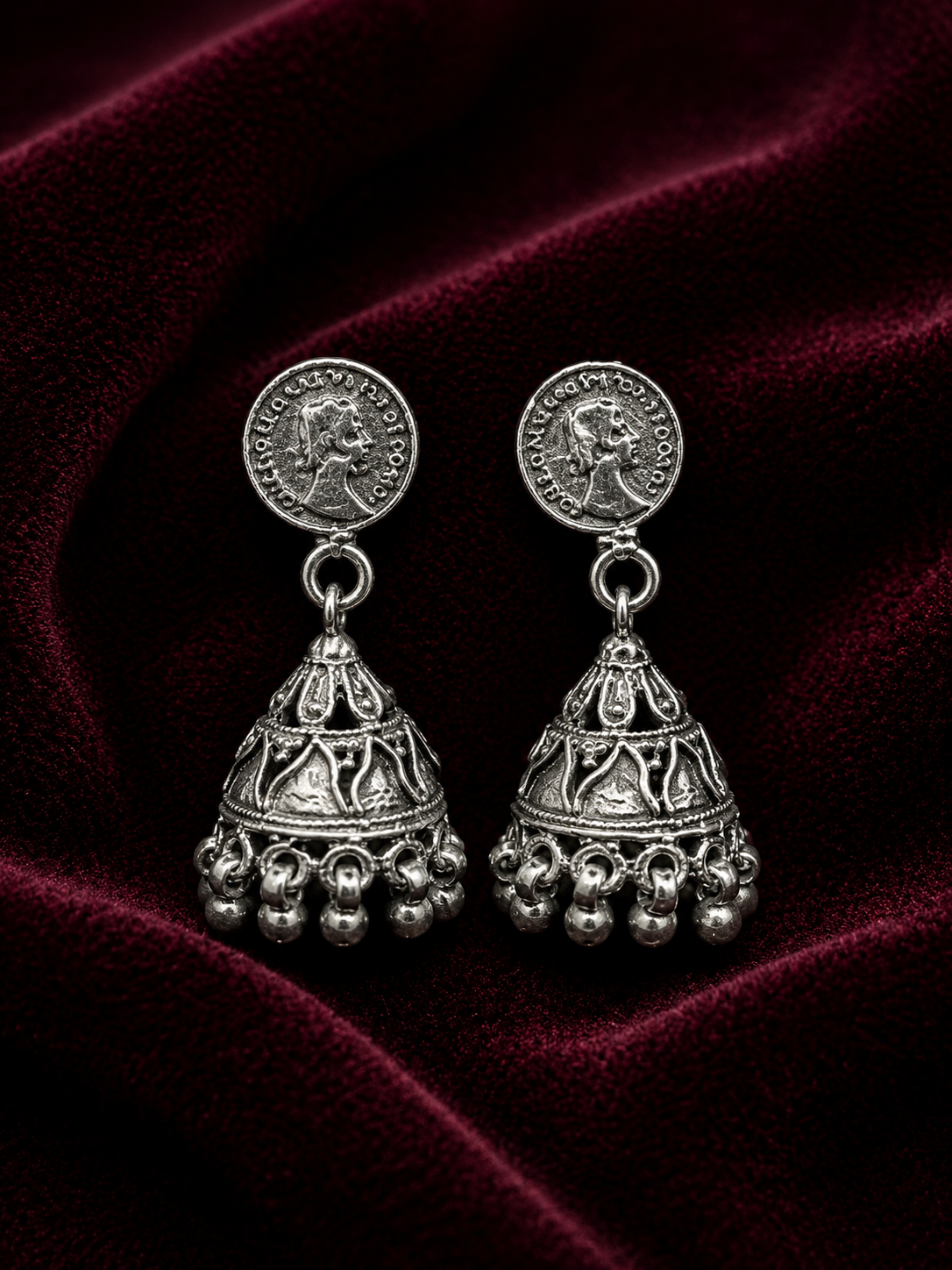 Silver Traditional Coin Jhumka