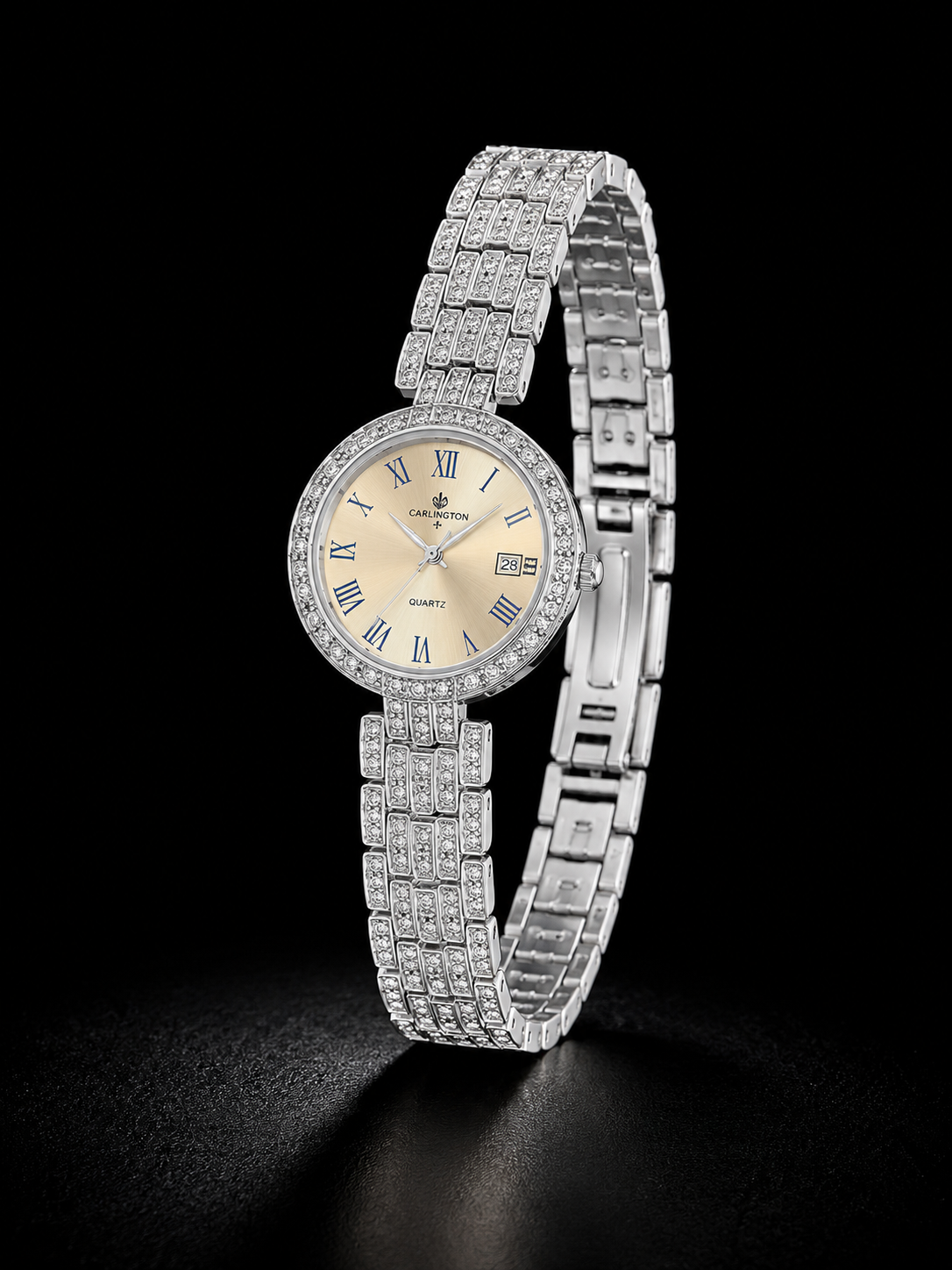 Luxury Silver Crystal Women's Analog Watch