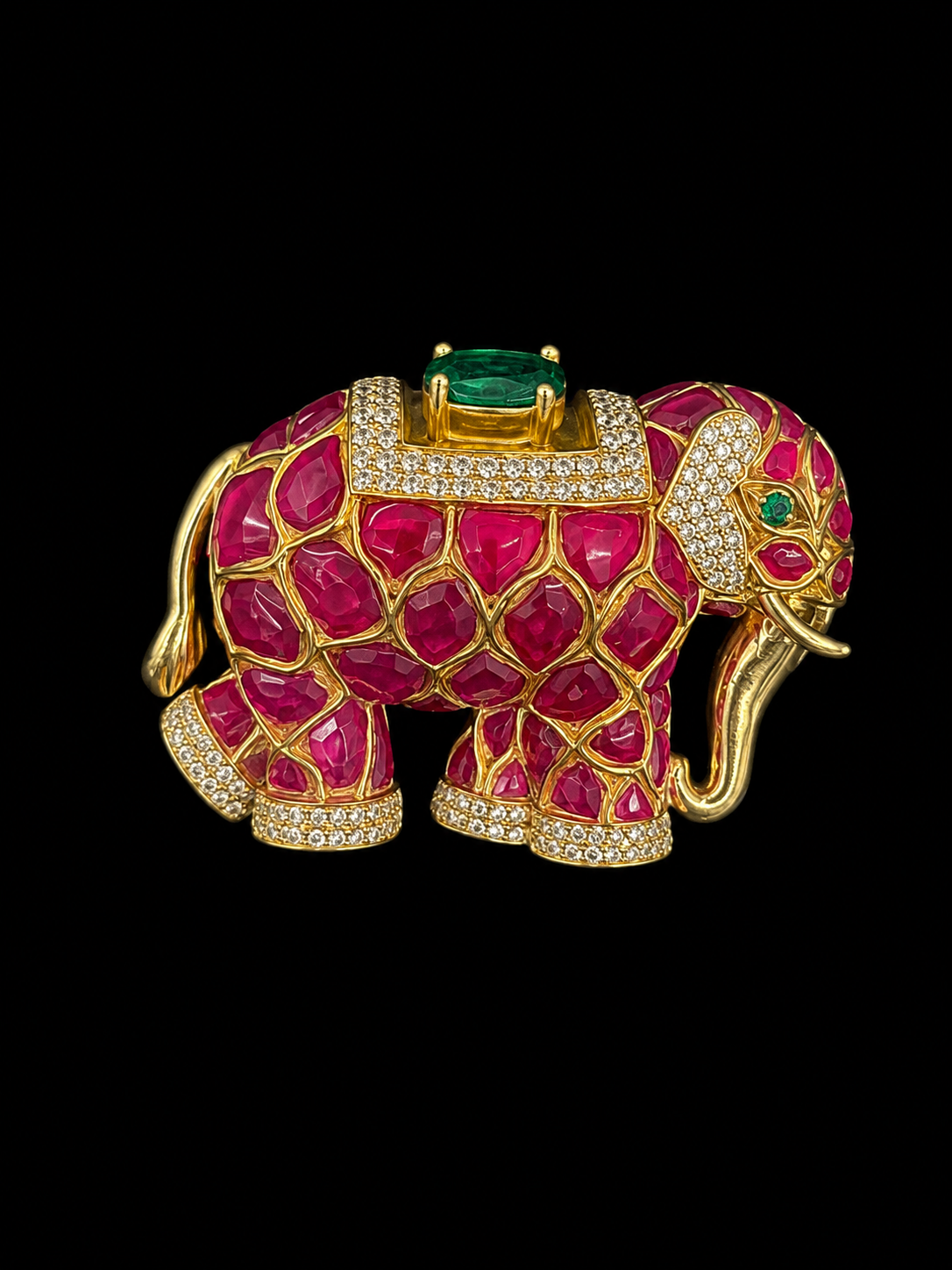Ruby Red Elephant Statement Brooch