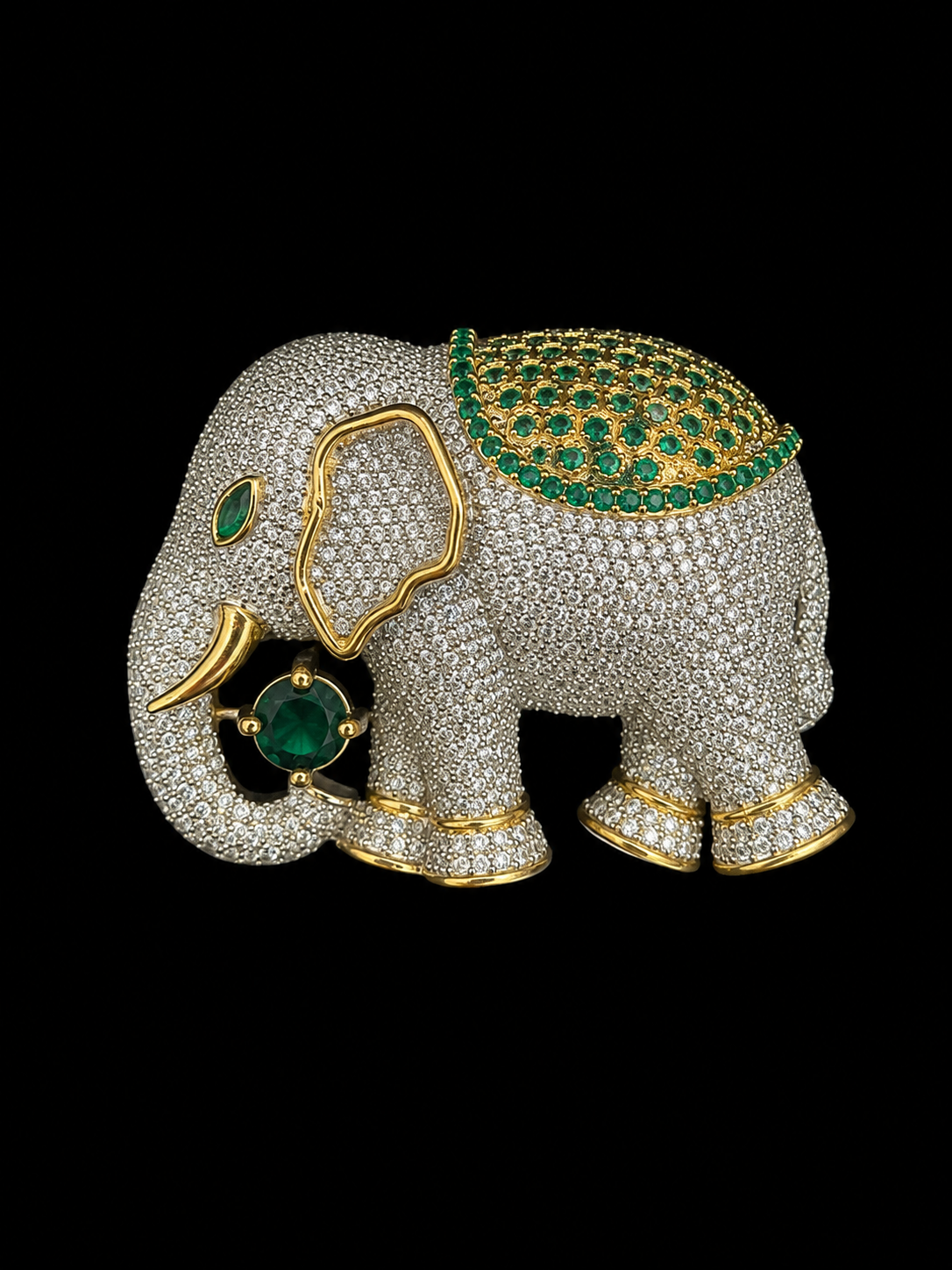 Emerald Elephant Statement Brooch