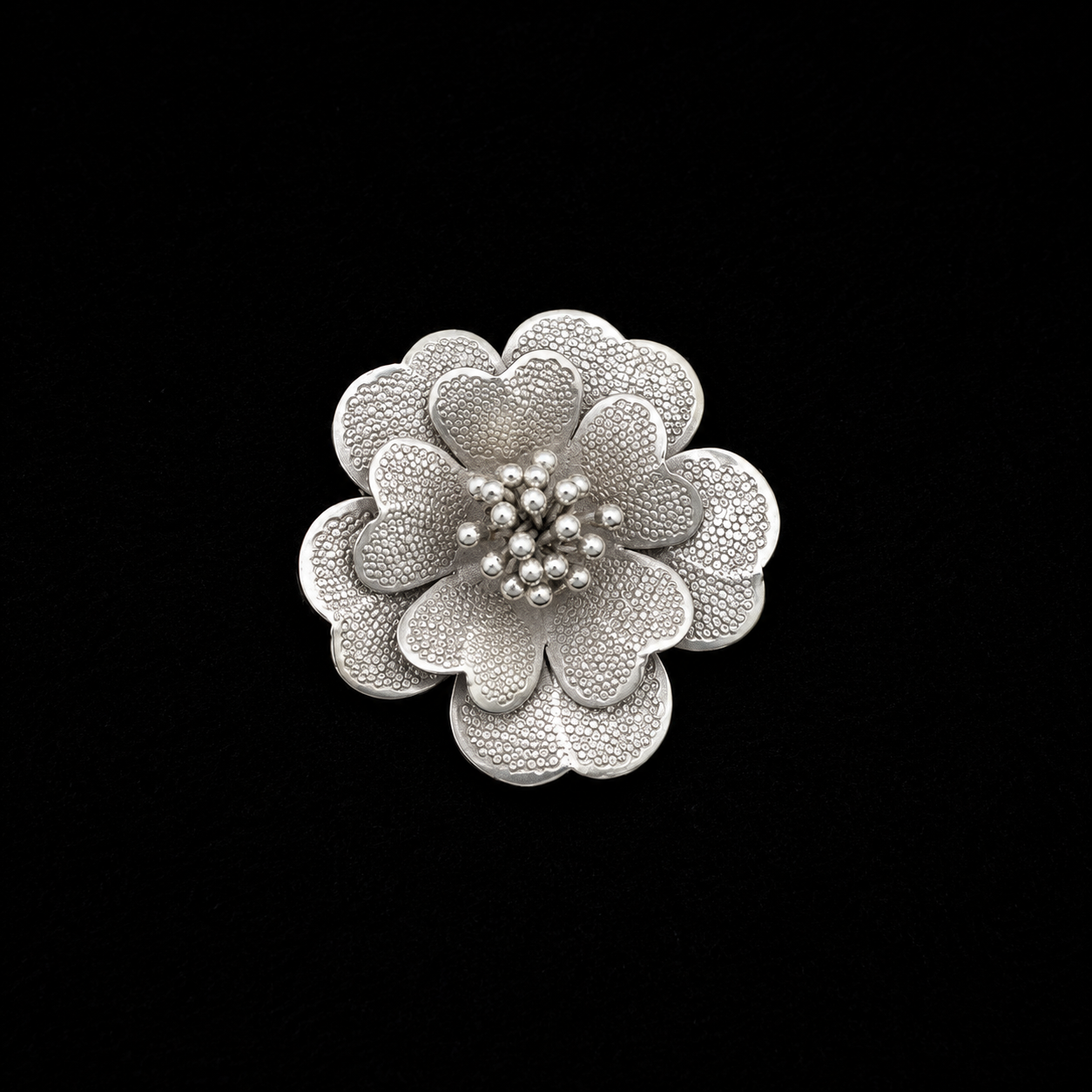 Silver Blossom Floral Brooch