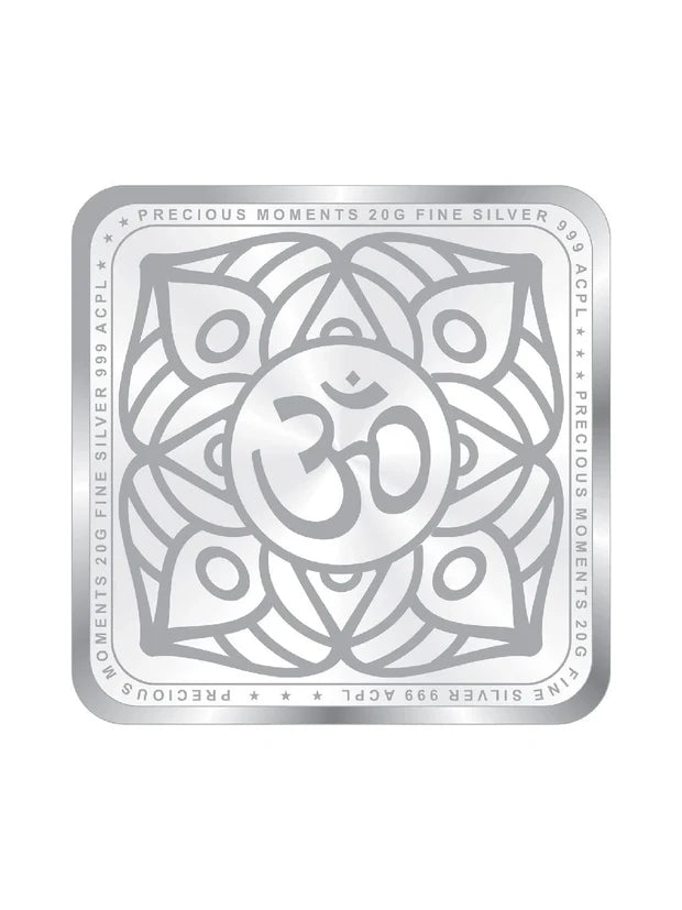 BIS Hallmarked Laxmi & Ganesh Ji Silver Square Coin 999 Pure