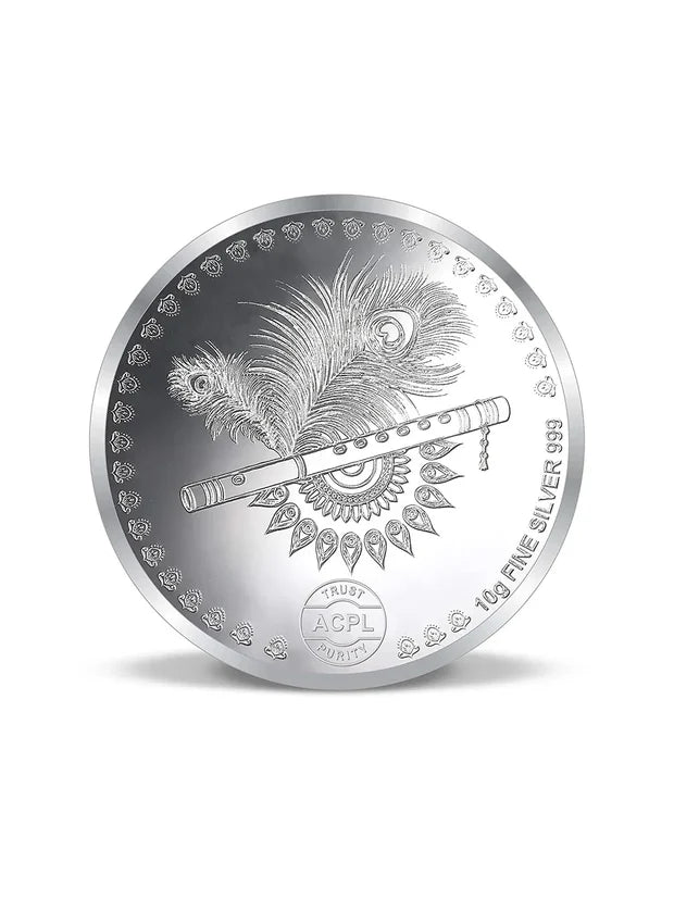 BIS Hallmarked Lord Krishna 10GM 999 Pure Silver Coin