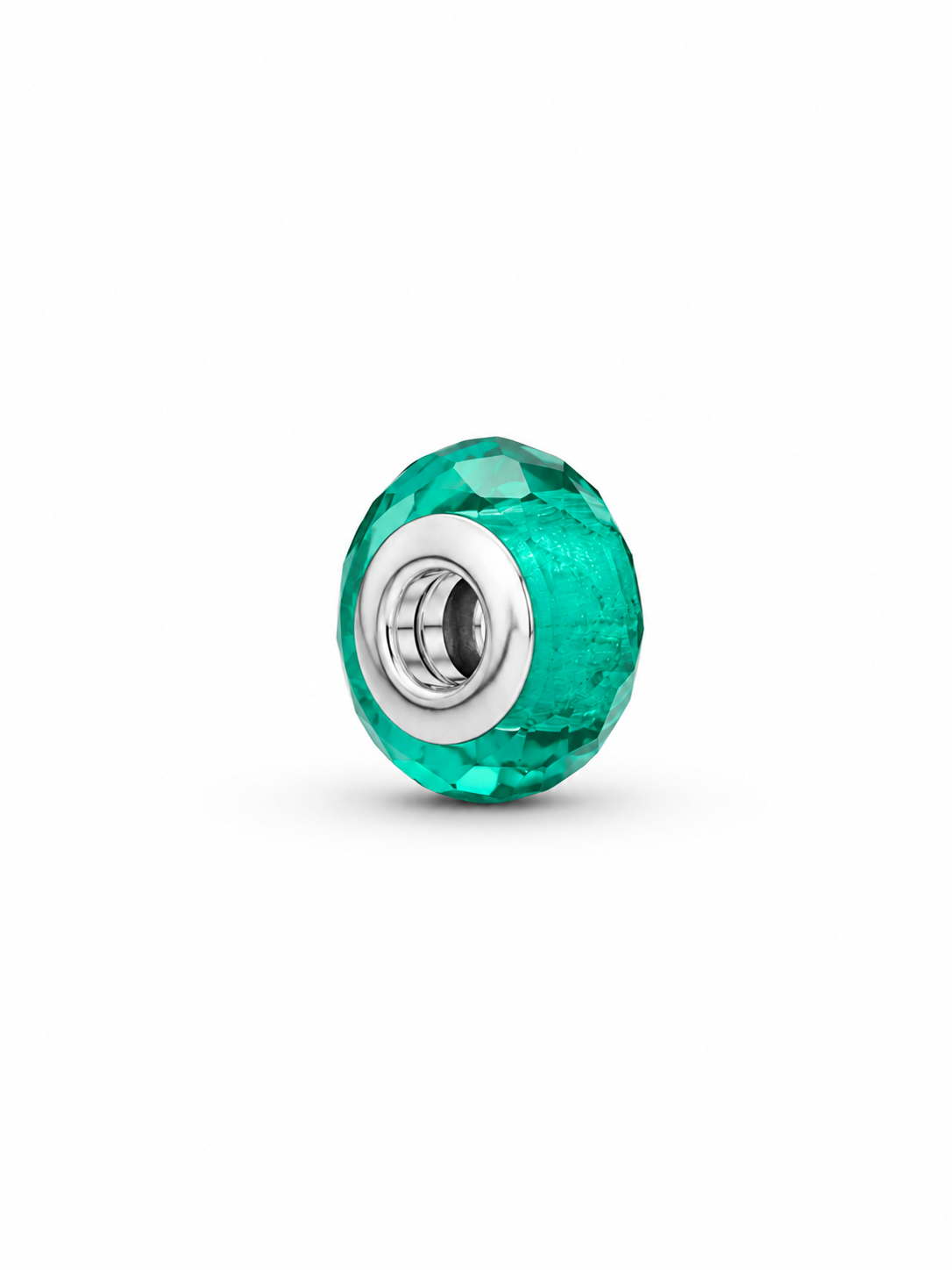 Green Crystal Silver Charm