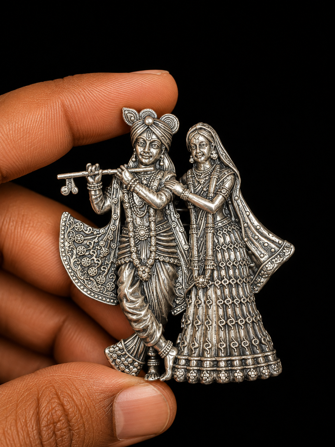 Radha Krishna Statement Brooch