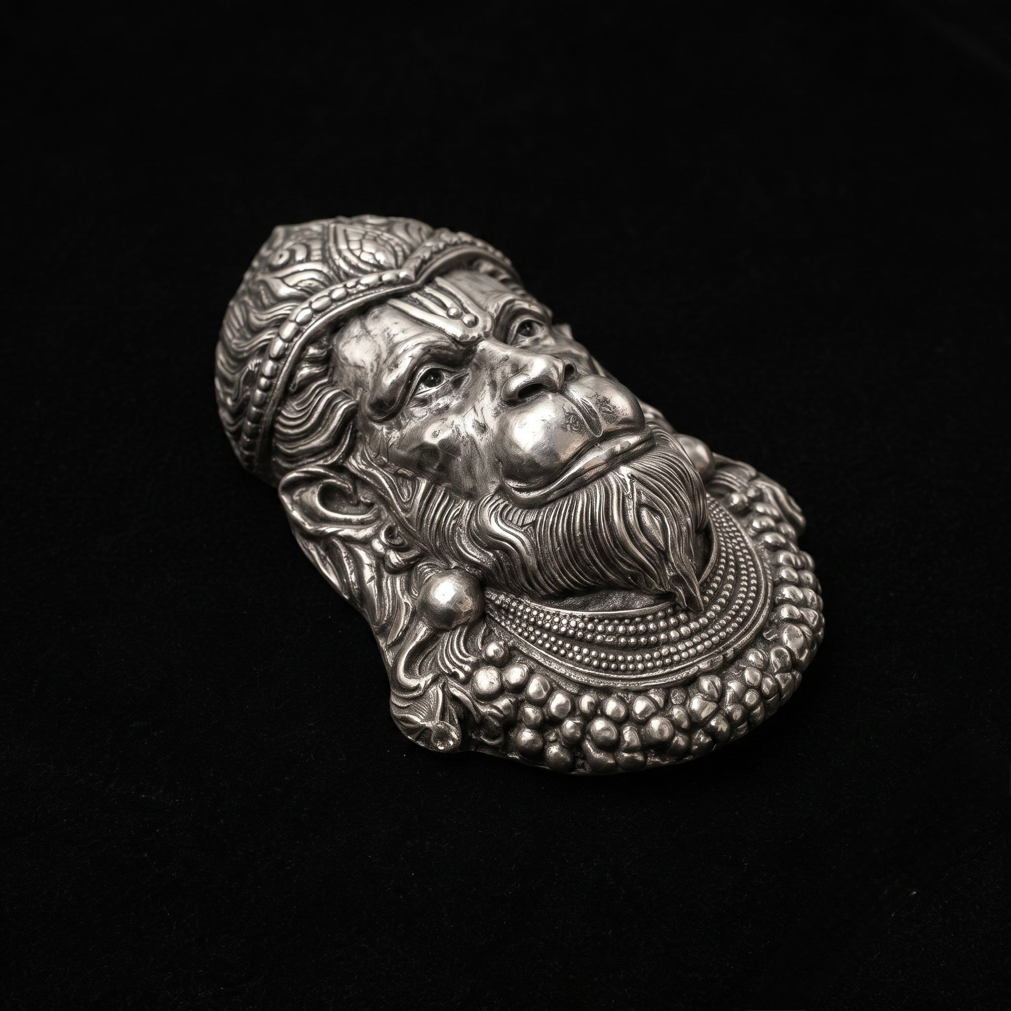 Hanuman Face Silver Brooch