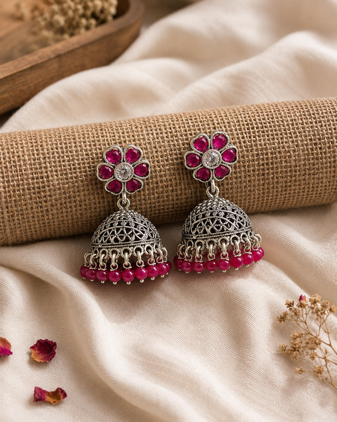 Silver Jhumka Earrings