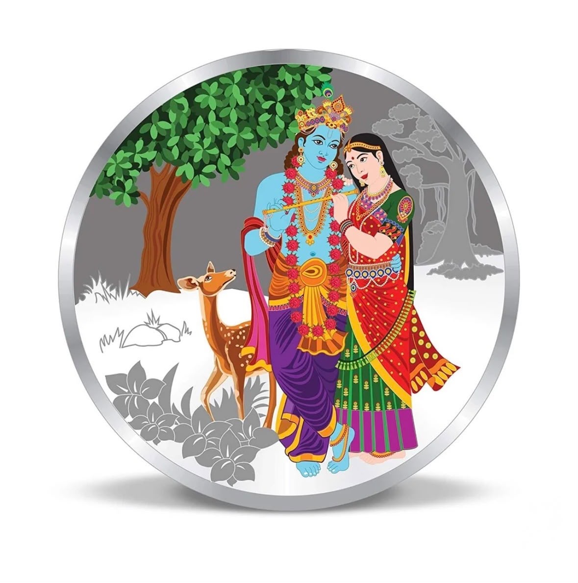 999 Pure Silver Radha Krishna Coin
