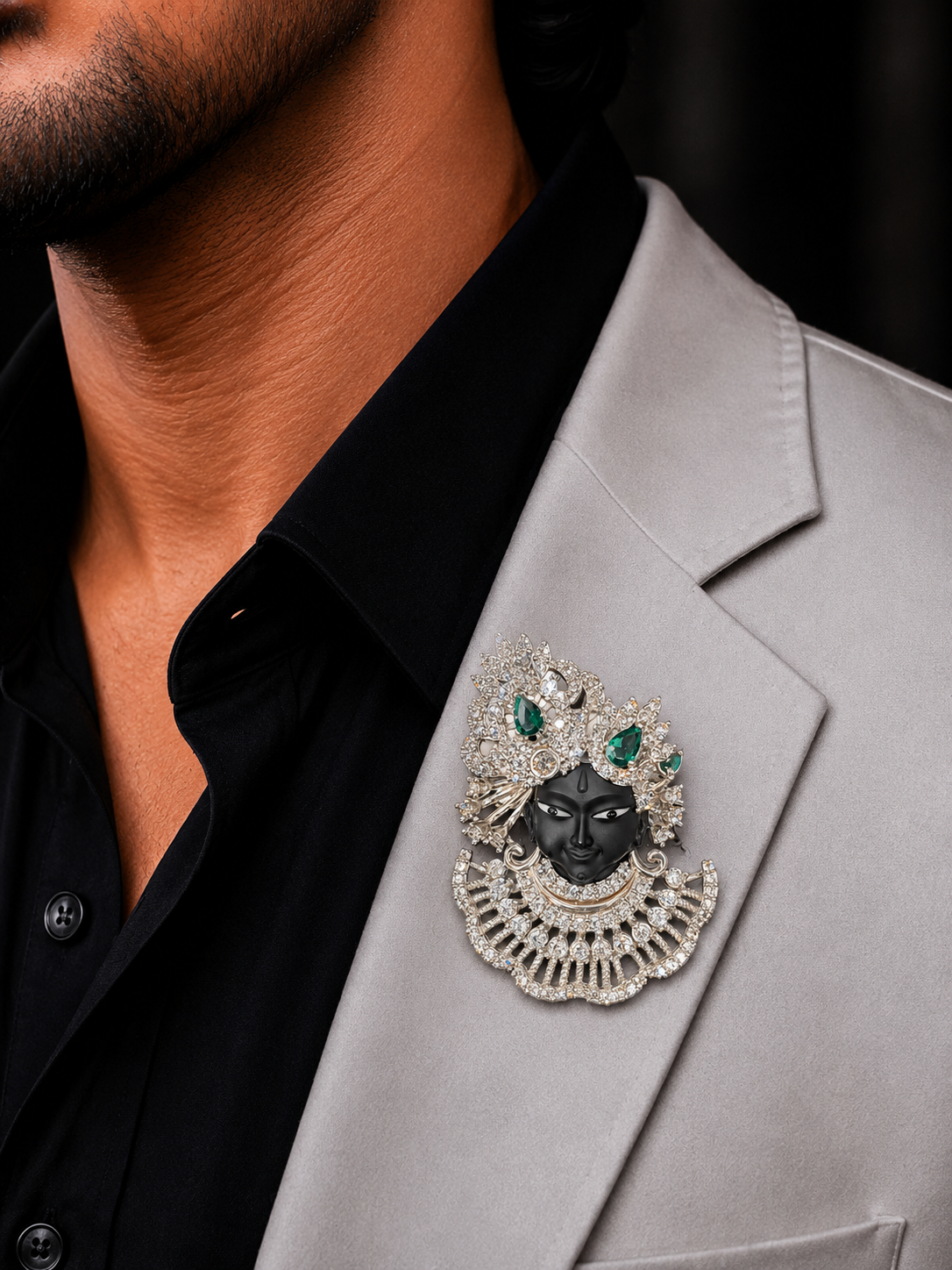 Krishna Emerald Statement Brooch