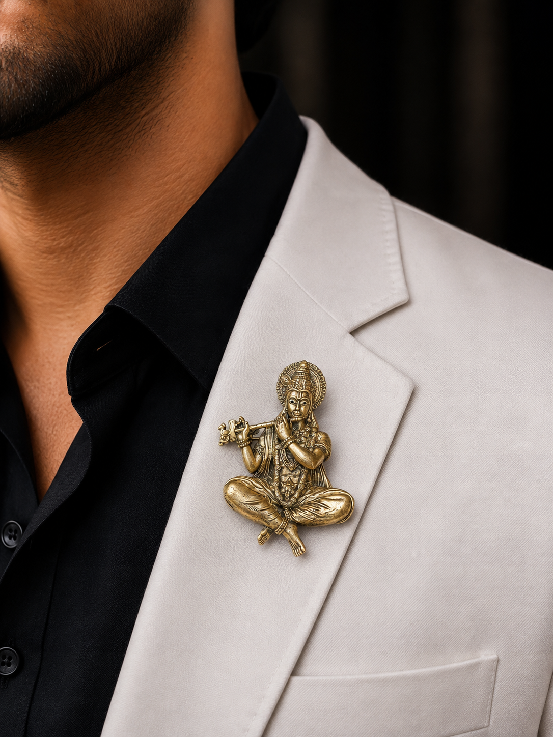 Krishna Flute Statement Brooch