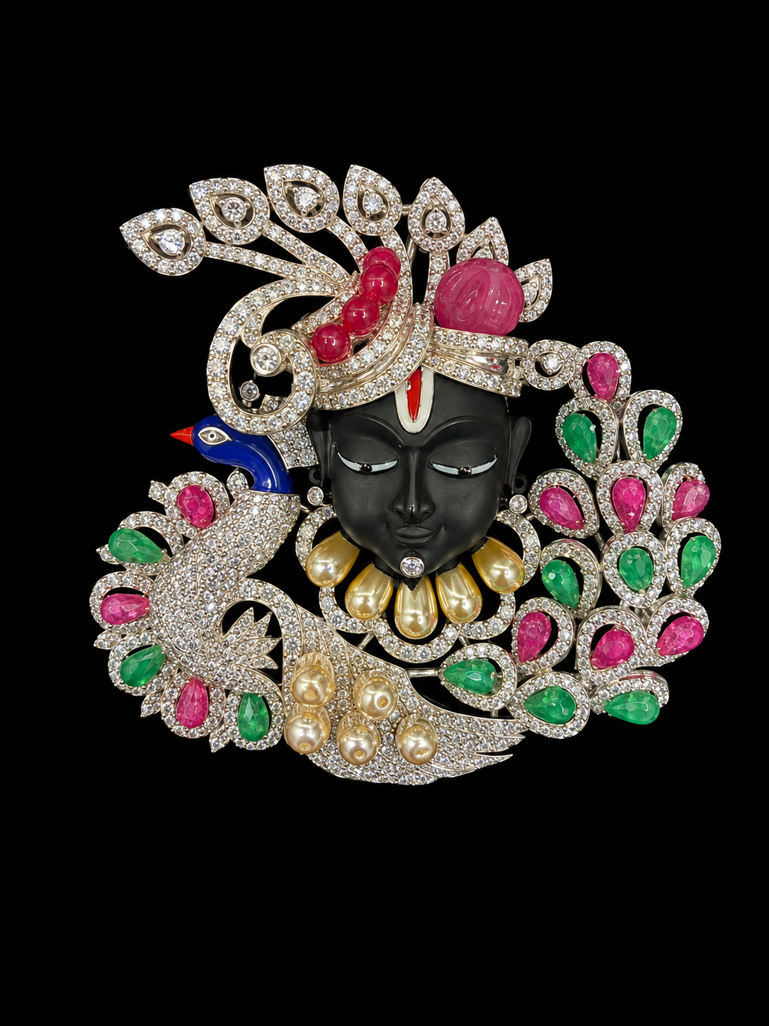 Krishna Peacock Multicolor Statement Brooch