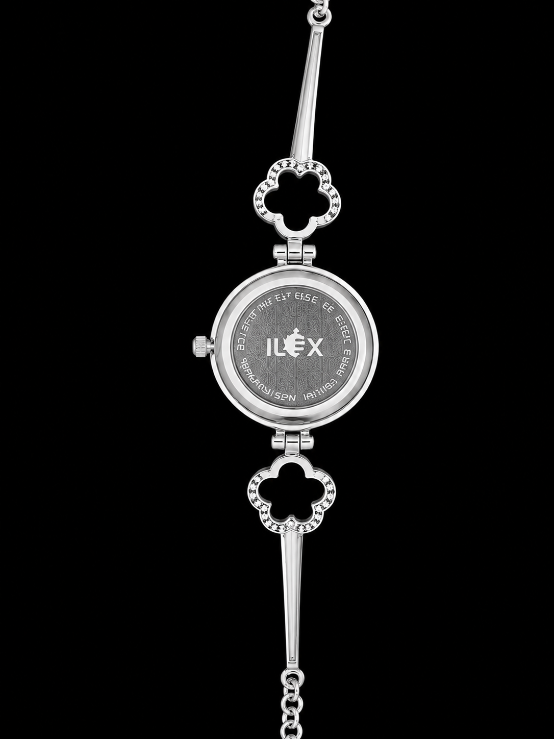 Elegant Silver-Tone Floral Bracelet Watch
