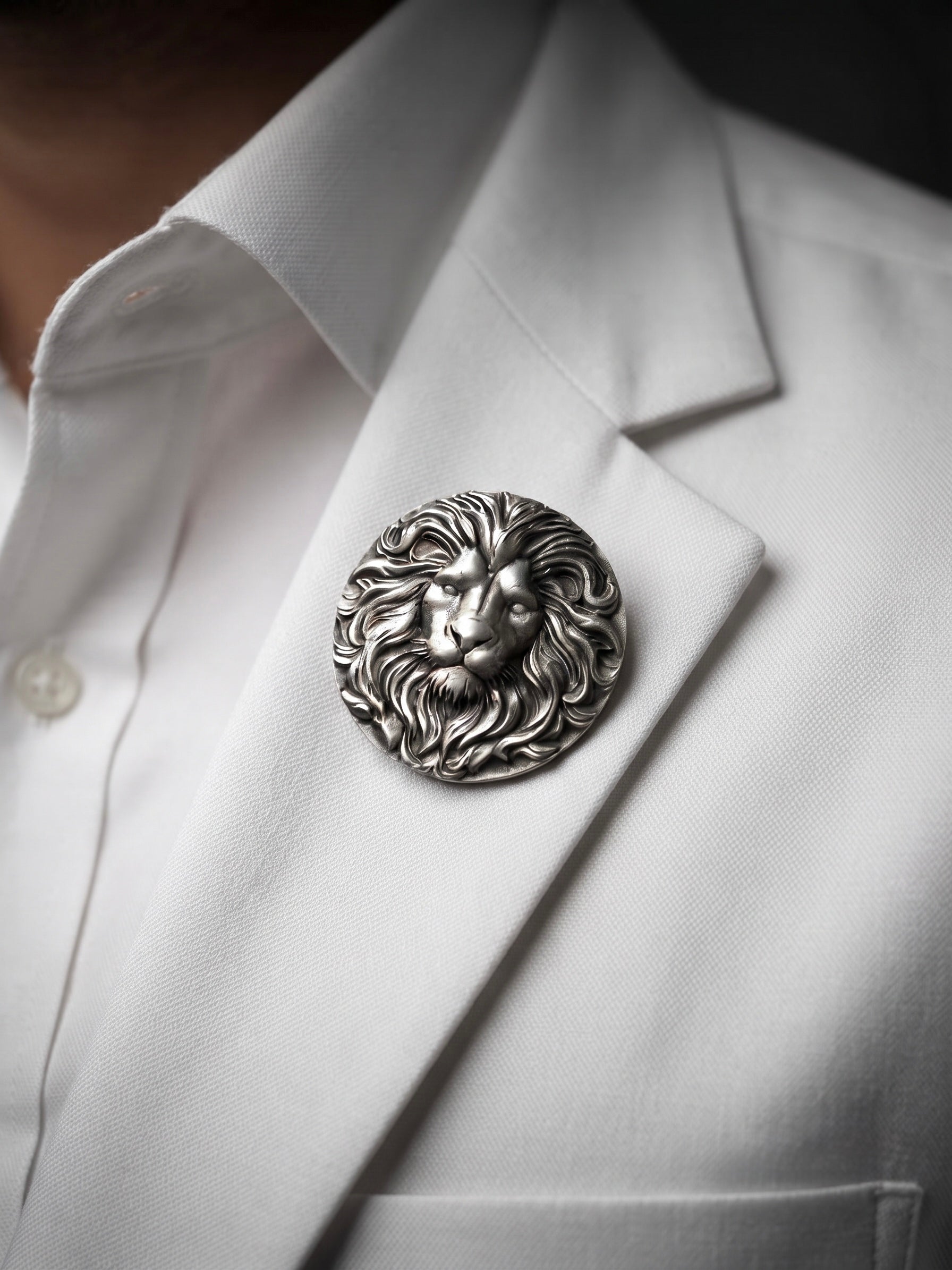 Lion Head Brooch