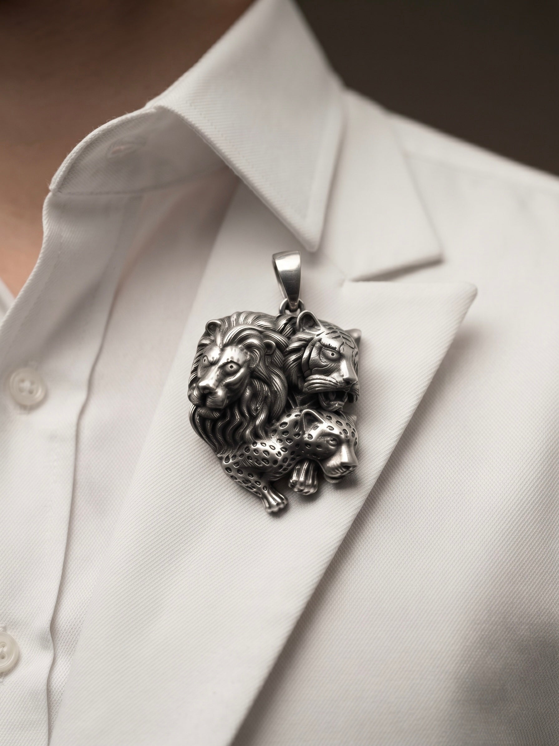 Royal Wildlife Trio Antique Silver Finish Brooch