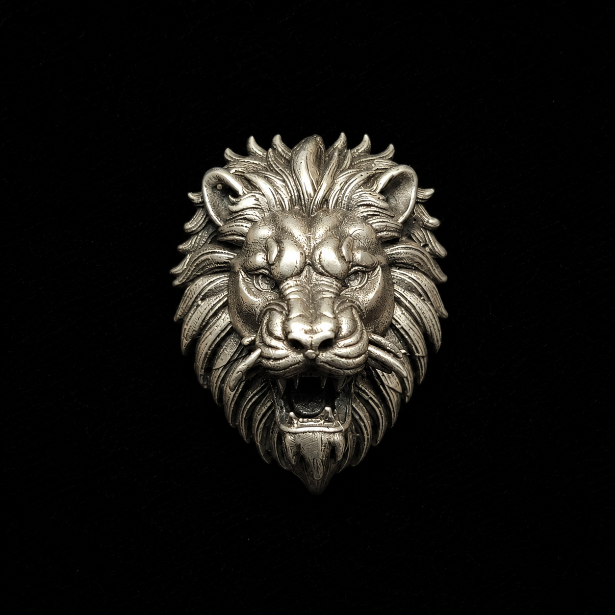 Royal Lion Head Designer Brooch Pin – Antique Silver Finish