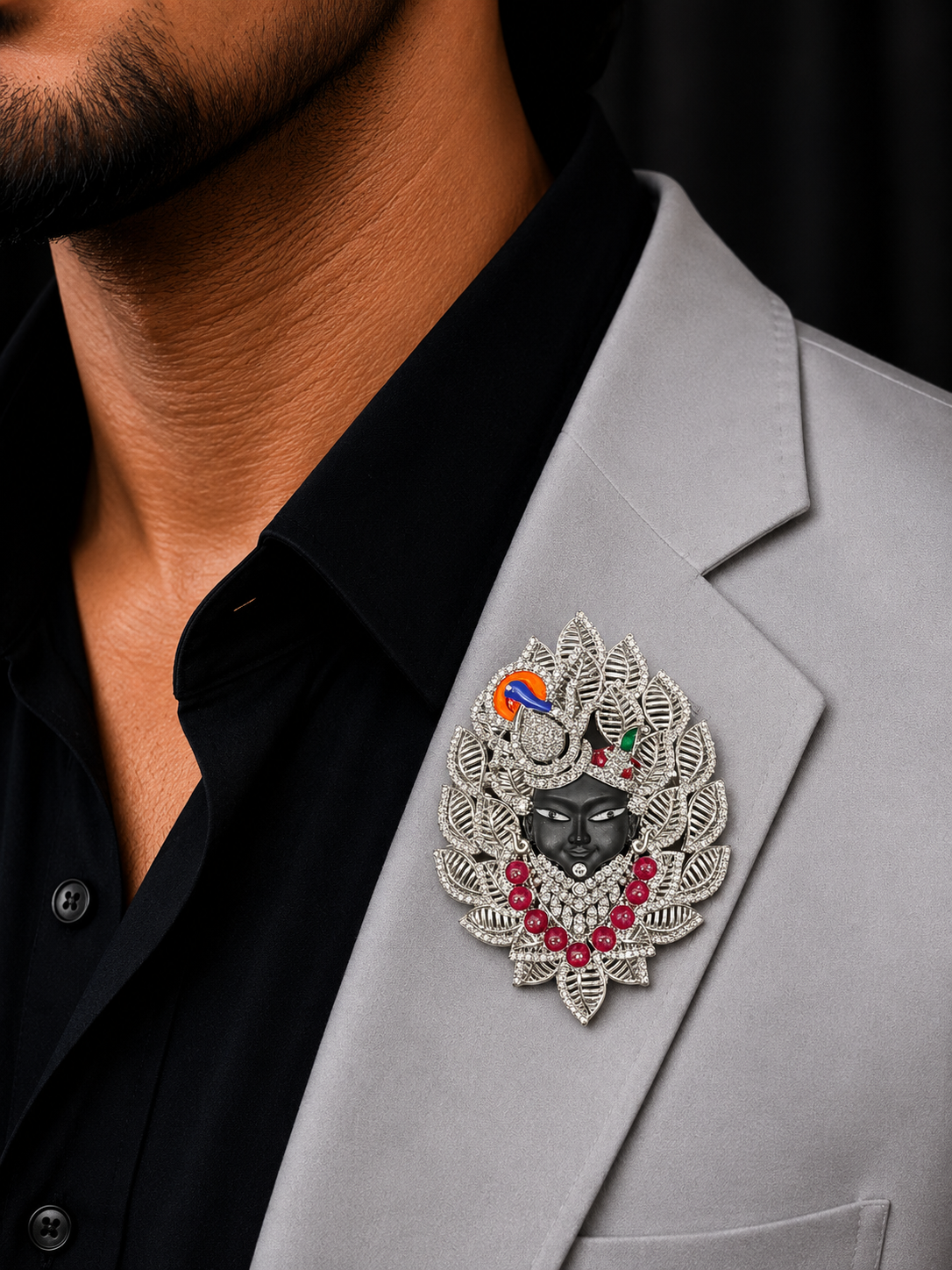 Krishna Lotus Designer Statement Brooch