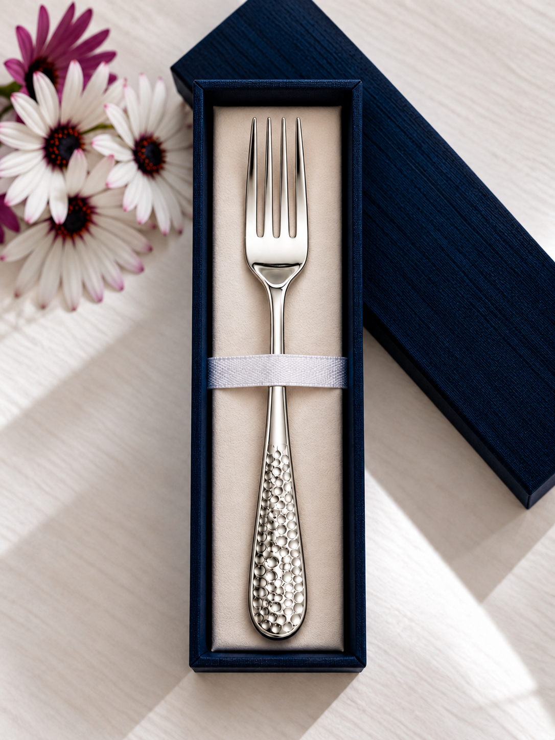 Premium Hammered Design Silver Fork