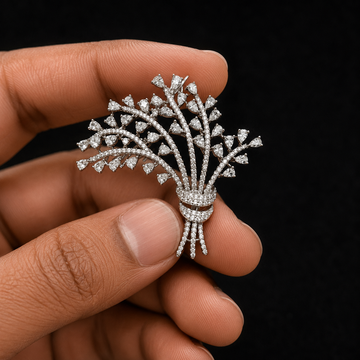 Luxury Crystal Floral Bouquet Brooch