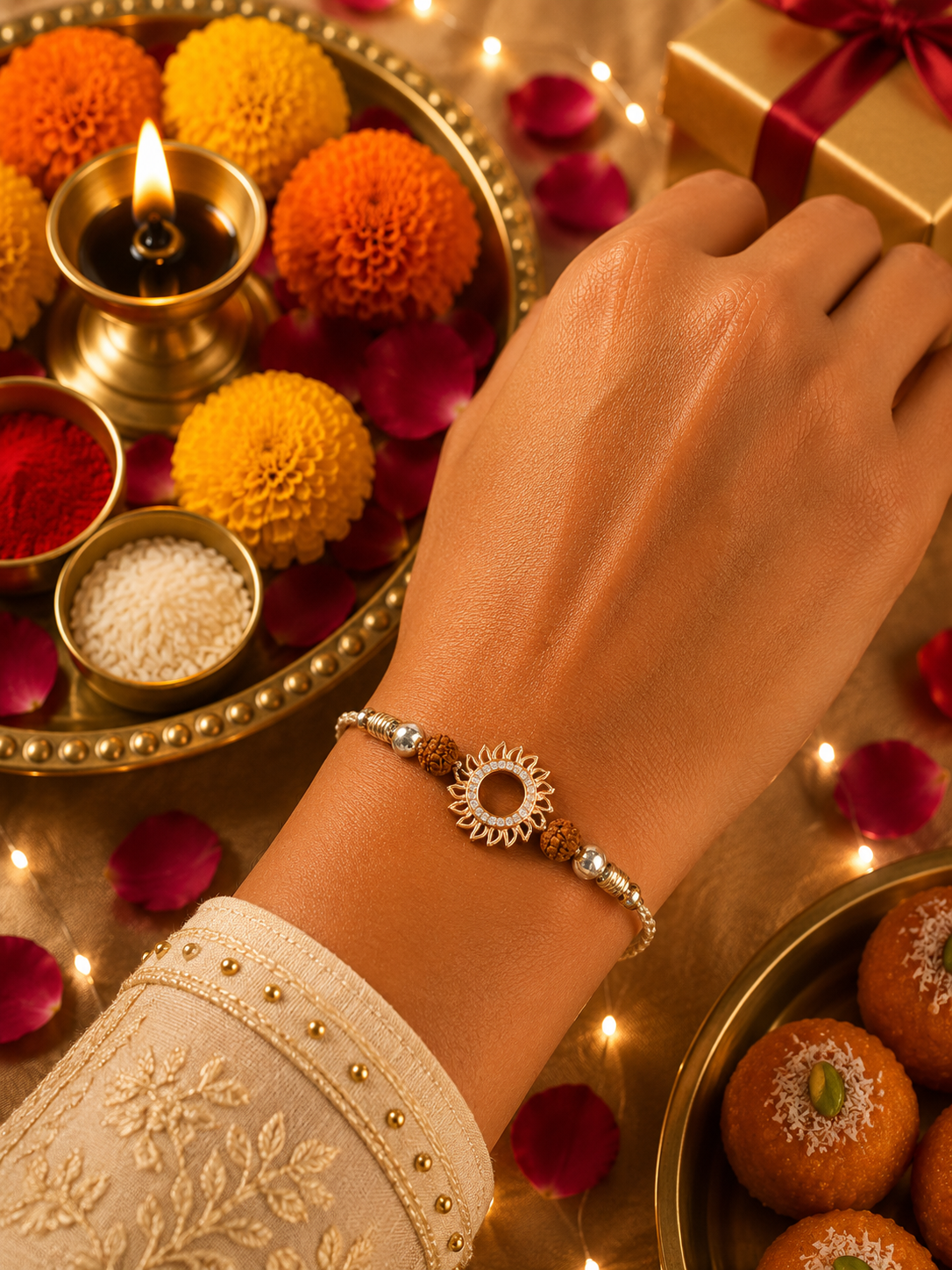 Silver Sun Designer Rakhi