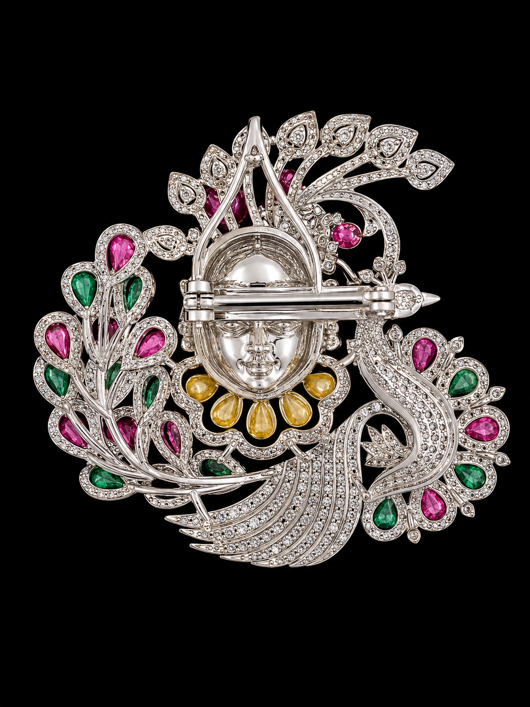 Krishna Peacock Multicolor Statement Brooch