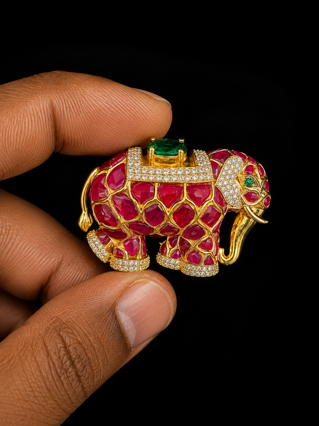 Ruby Red Elephant Statement Brooch