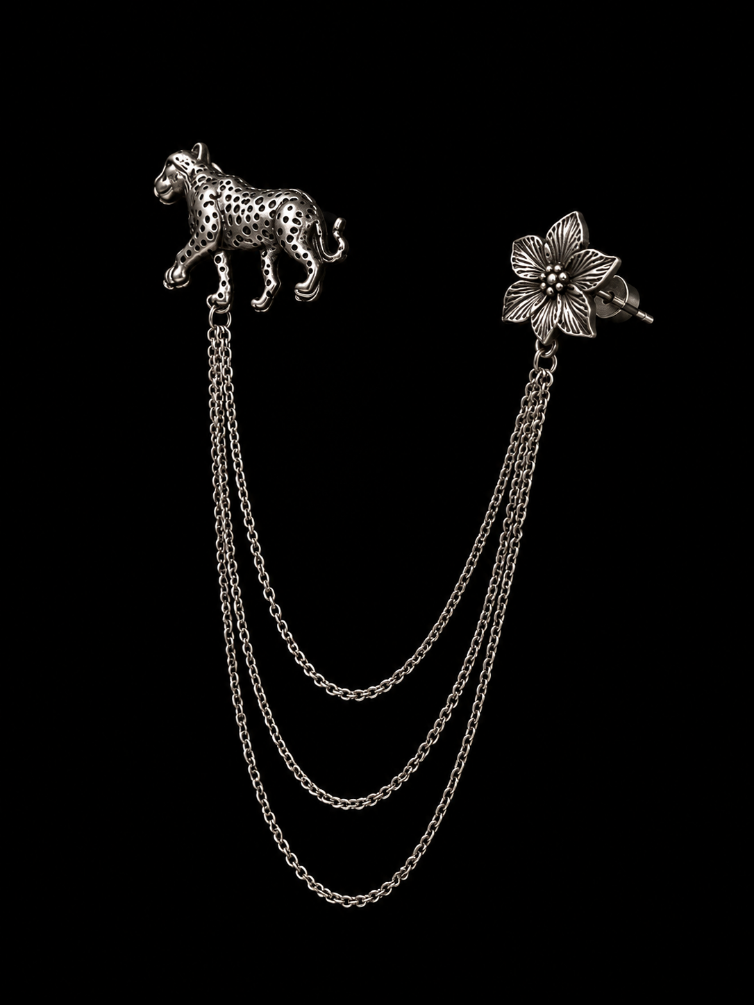 Luxury Leopard Triple Chain Lapel Brooch