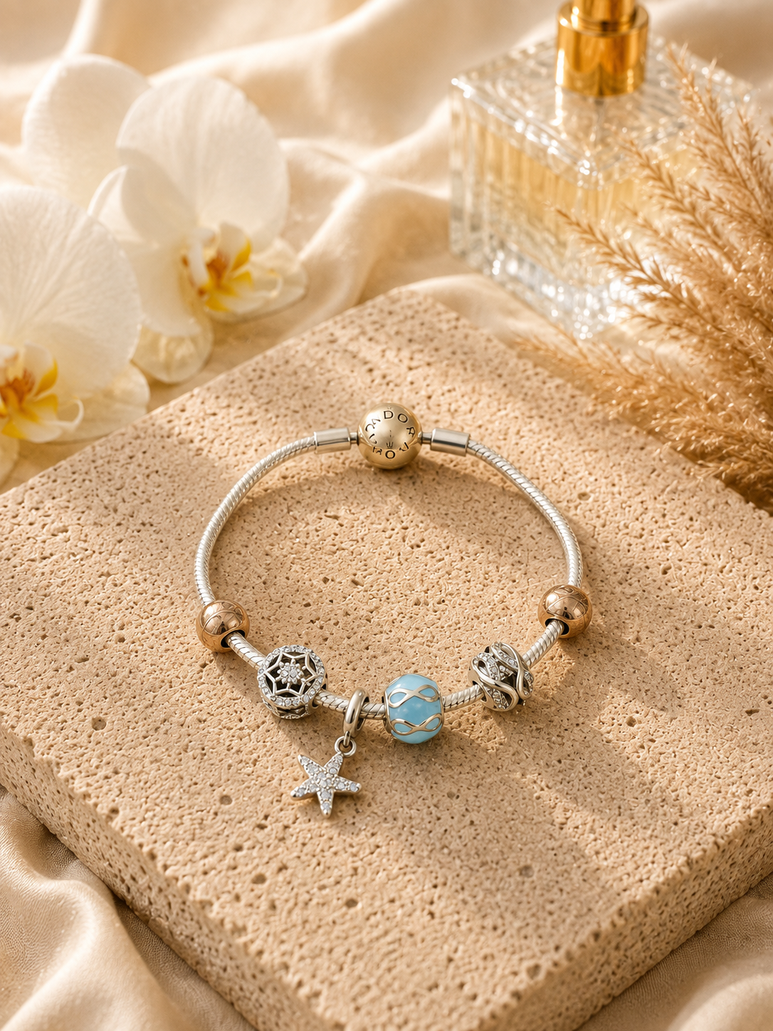 Pandora Style 925 Sterling Silver Ocean Charm Bracelet
