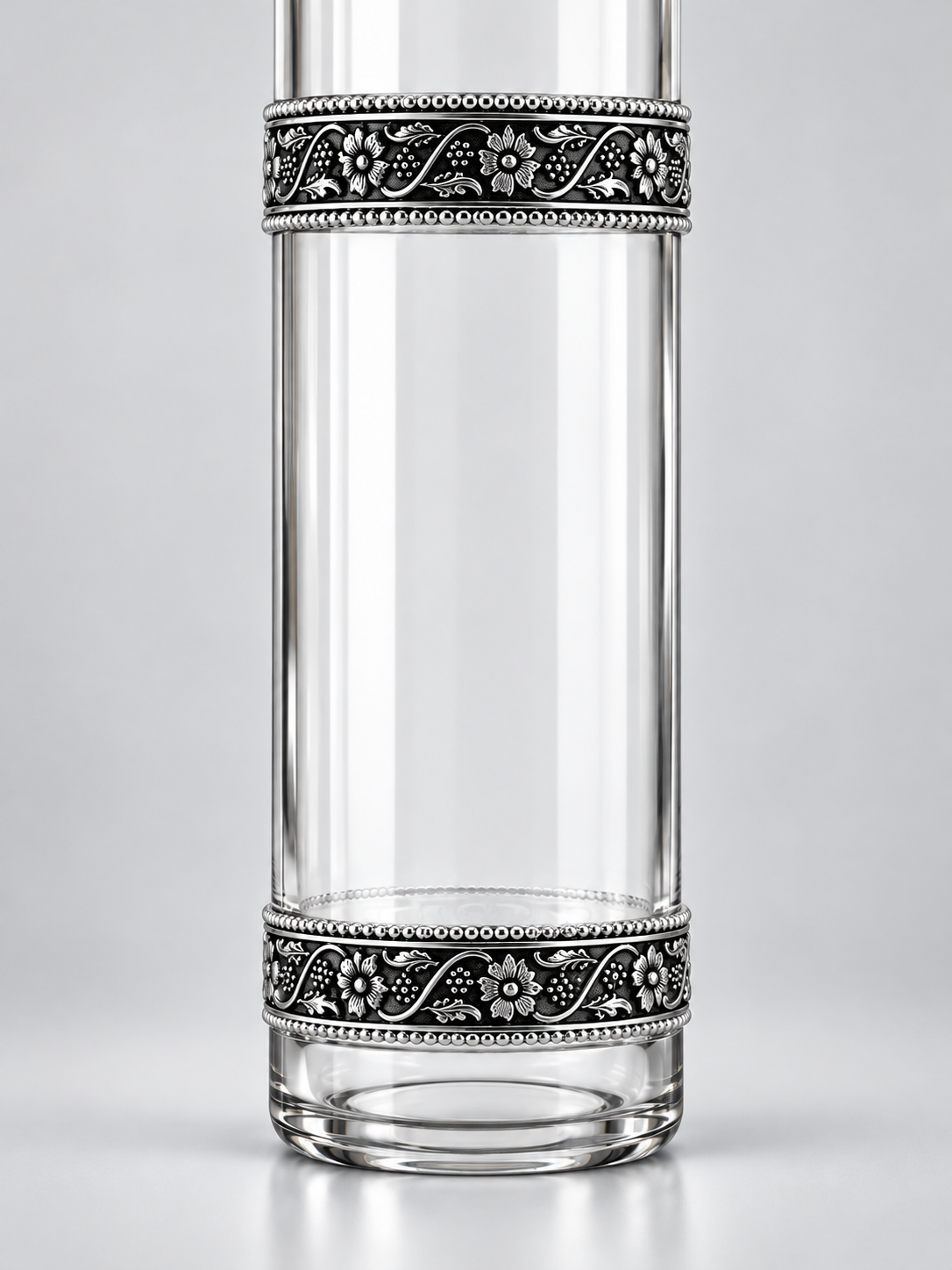 Silver Cuff Glass Bottle