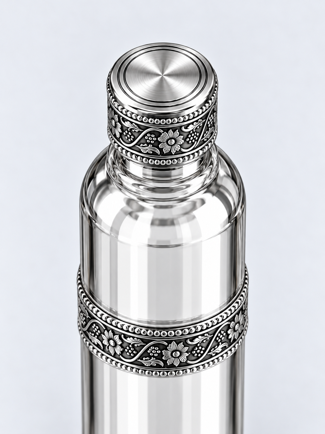 Silver Cuff Glass Bottle